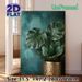 Monstera & Tropical Leaves Painting Poster, Luxury Gilded Foliage Poster, Golden-trimmed Leaves In Embossed Golden Pot With Textured Teal Backdrop_maomaolike.com