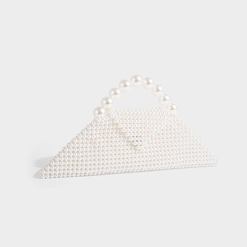 Pearl Handheld Fashion Triangle For Women 2026 New Korean Version Ins Trendy Stylish Woven Versatile Shoulder Bag_maomaolike.com