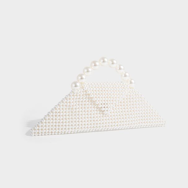 Pearl Handheld Fashion Triangle For Women 2026 New Korean Version Ins Trendy Stylish Woven Versatile Shoulder Bag_maomaolike.com
