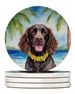 American Water Spaniel Luau Large Sandstone Coasters Pack Of 4 Absorbent Round Coasters Decor Gifts For Men Or Women, 4 In, Multicolor_maomaolike.com