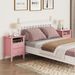 Fluted Night Stand Set Of 2, Wide Nightstand With 2 Drawers, 23" Tall Wood End Table With Storage, Modern Bedside Table With Golden Handle For Bedroom Living Room, Home Office, Pink_maomaolike.com