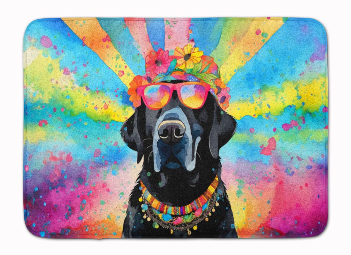 Black Labrador Hippie Dawg Memory Foam Kitchen Mat Machine Washable Anti-Fatigue Mat Cushion Comfort Bath Mat Or Kitchen Rug_maomaolike.com