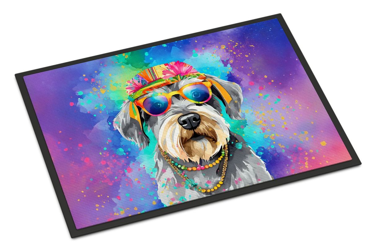Schnauzer Hippie Dawg Doormat Front Door Mat Indoor Outdoor Rugs For Entryway, Non Slip Washable Low Pile, 24H X 36W_maomaolike.com