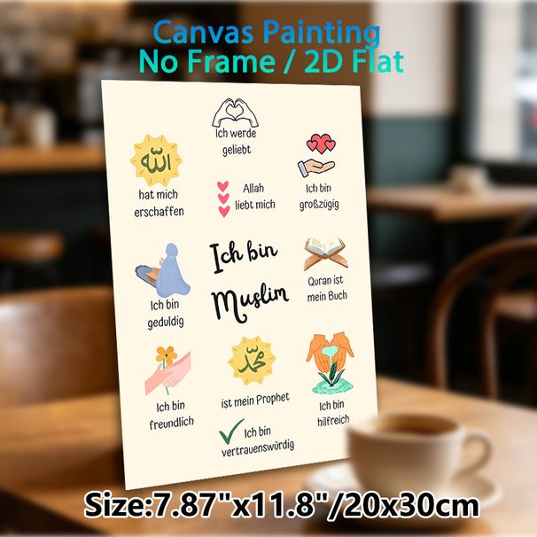 Muslim Affirmation Painting Poster, Warm Whimsical Illustrated German Positive Statements Poster, Cultivates Positive Self-perception, Ideal For Home_maomaolike.com