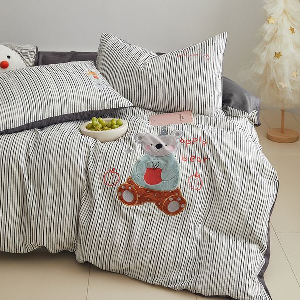 Wholesale INS Korean Style Princess Towel Embroidery Full Color Woven Jacquard Washed Four-Piece Pure Cotton Cute 4-Piece Set_maomaolike.com