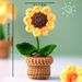1Pc Hand-knitted Artificial Simulated Flower Potted Plant, Artificial Yarn Crochet Flower Decoration Home Decoration_maomaolike.com