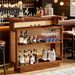 Rattan Home Bar Unit, 4-Tier Liquor Wine Bar Cabinet With Stemware Racks_maomaolike.com