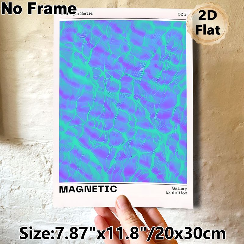 Magnetic Abstract Painting Poster, Vibrant Blue-Purple Swirly Fluid Art Poster, Eye-catching Artistic Decor Ideal For Living Room, Gallery Wall_maomaolike.com