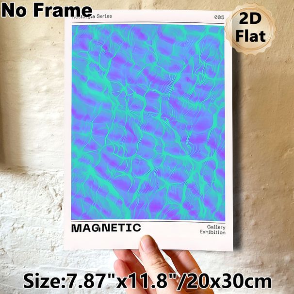 Magnetic Abstract Painting Poster, Vibrant Blue-Purple Swirly Fluid Art Poster, Eye-catching Artistic Decor Ideal For Living Room, Gallery Wall_maomaolike.com