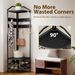 Corner Hall Tree, Industrial 4-Tier Coat Rack With Shoe Storage, 8 Movable Hooks And 2 Shelves For Hallway, Black_maomaolike.com