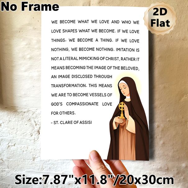 St. Clare Of Assisi Religious Quote Painting Poster, Serene Faith-inspired Graphic Poster, Inspirational Spiritual Message Suitable For Home, Prayer_maomaolike.com