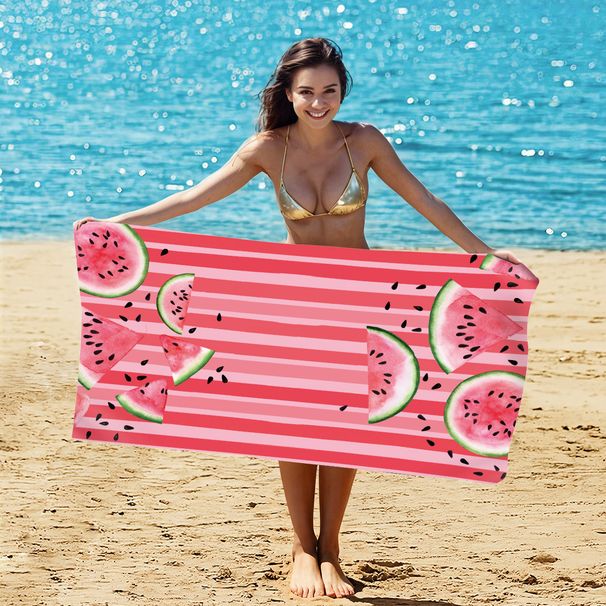 Double Sided Velvet Sunscreen Beach Towel Swimming Camping Quick Drying Towel_maomaolike.com