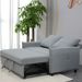 57.48" Big Size Sofa Bed Line Fabric Futon Couch With Adjustable Backrest, Modern Loveseat Sofa Sleeper For Living Room_maomaolike.com
