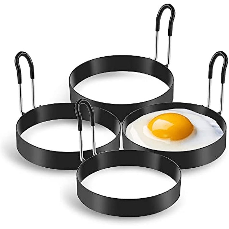 4pcs, Stainless Steel Egg Cooking Rings - Perfect For Frying Eggs, Pancakes, And Omelets - Hotel Kitchen Gadgets And Accessories_maomaolike.com