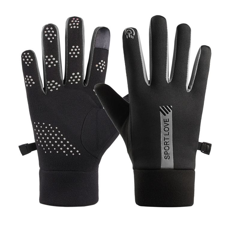 New autumn and winter men and women outdoor sports gloves cycling silicone non slip warm plus velvet touch screen windproof gloves_maomaolike.com