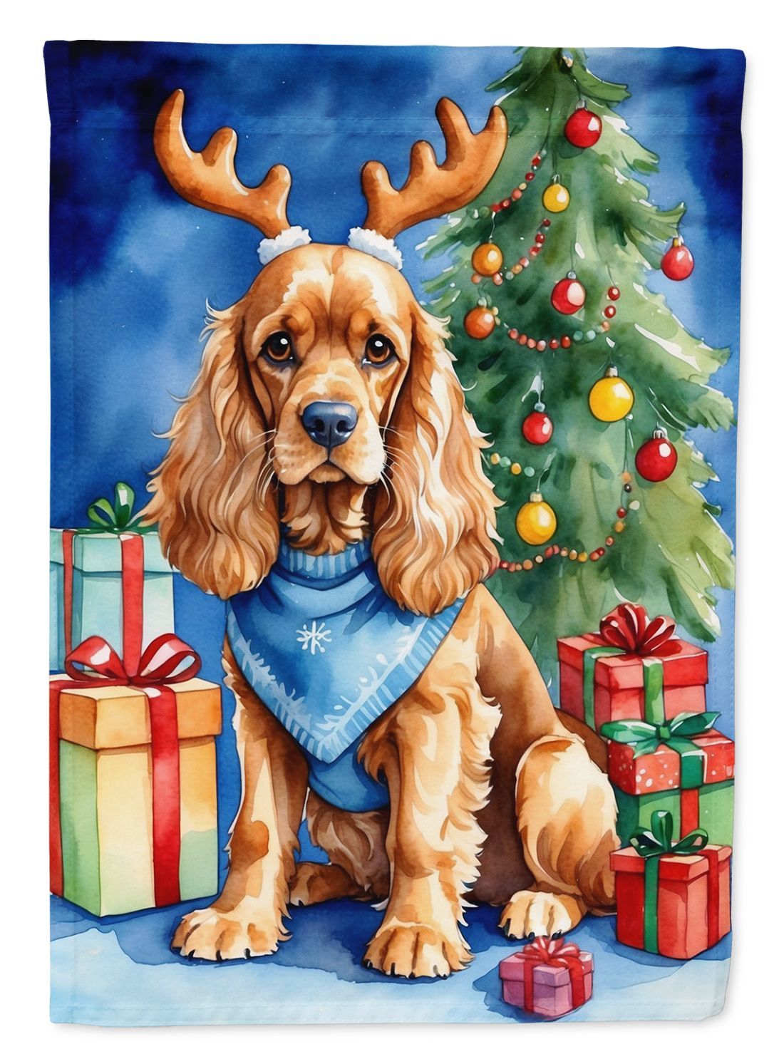 Cocker Spaniel Christmas Reindeer Garden Flag Mailbox Flag Decorative Yard Flag Banner Outside Patio Artwork Yard Flower Beds, Garden Size, Multicolor_maomaolike.com