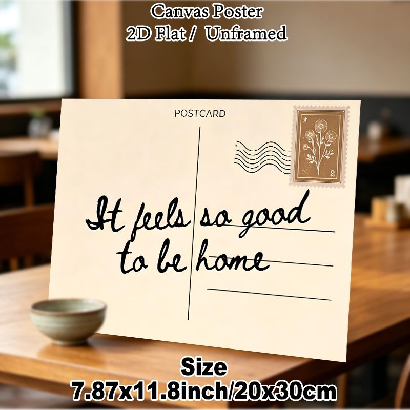 Home Quote Painting Poster, Warm Minimalist Handwritten Phrase With Floral Stamp Detail Poster, Delivers Cozy Comforting Vibe For Living Room, Bedroom_maomaolike.com