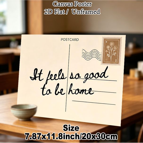 Home Quote Painting Poster, Warm Minimalist Handwritten Phrase With Floral Stamp Detail Poster, Delivers Cozy Comforting Vibe For Living Room, Bedroom_maomaolike.com