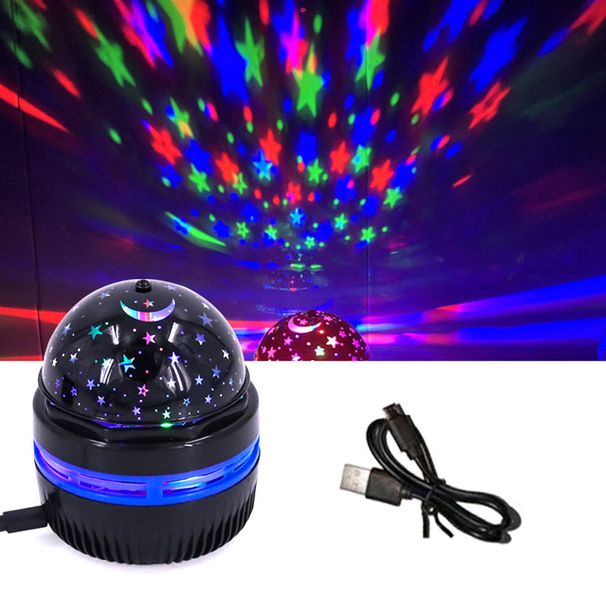 Lampu Projektor Cahaya Utara 7 Mod, Auto Berputar Bintang & Bulan LED, Lampu Suasana Romantis Hias Bilik Tidur, Kuasa USB Mudah Alih_maomaolike.com