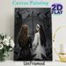 Gothic Dark Fantasy Painting Poster, Mysterious Moody Gothic-style Poster, Featuring Two Women With Crows By Ornate Iron Gate, Atmospheric Dark Decor_maomaolike.com