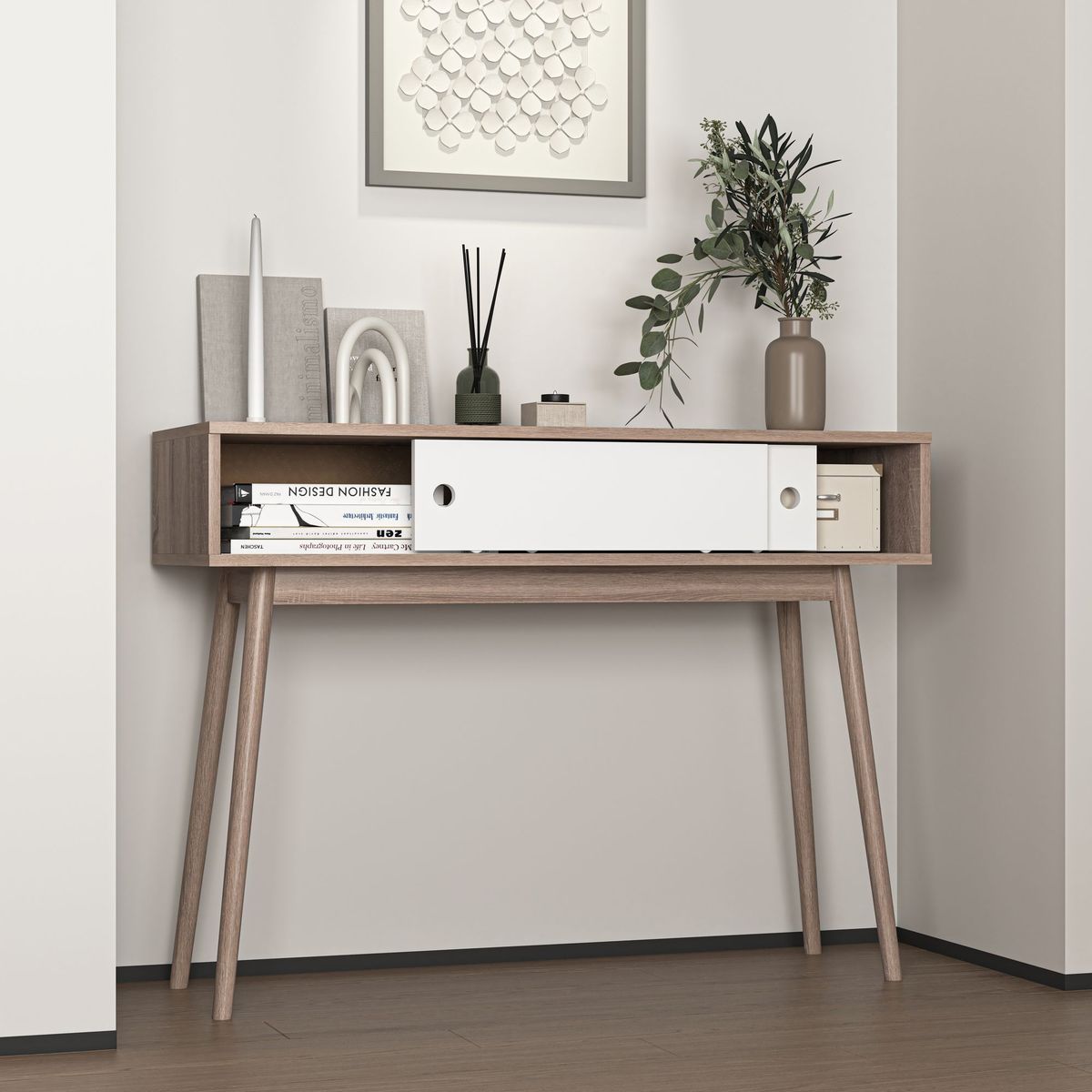 Entryway Table With 2 Carved Panel Drawers, Console Table With Storage Space And Wood Legs,Sofa Table Behind Couch For Hallway, Living Room_maomaolike.com