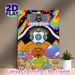 Psychedelic Mushroom Kingdom Painting Poster, Vibrant Trippy Cartoon Style Poster, Bold Colorful Artistic Decor With Whimsical Figures & Mushrooms_maomaolike.com