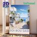 Sidi Bou Said Coastal Town Painting Poster, Soft-hued Mediterranean Seaside Town Scene Poster, Serene Scenic Artwork Ideal For Living Room, Bedroom_maomaolike.com
