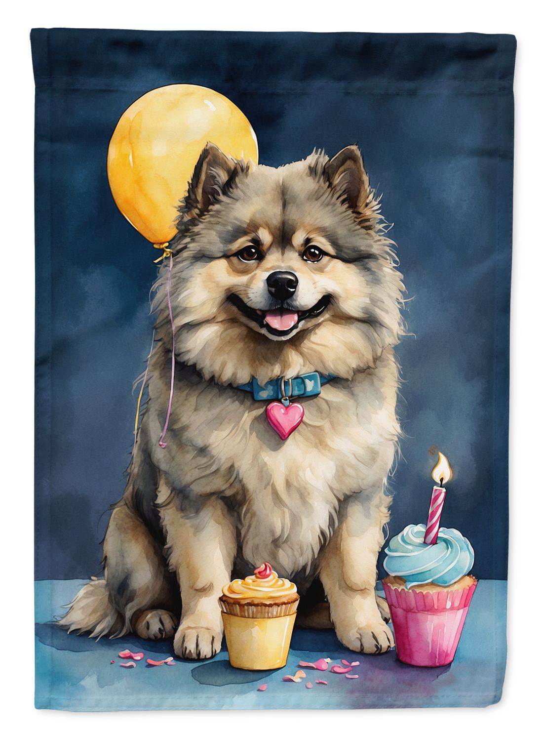 Keeshond Happy Birthday House Flag Large Porch Sleeve Pole Decorative Outside Yard Banner Artwork Wall Hanging, Polyester, House Size, Multicolor_maomaolike.com