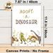 Adopt A Dinosaur Themed Painting Poster, Soft Watercolor Style Cute Party Dinosaurs With Floral Decor Poster, Charming Playful Design Ideal For Party_maomaolike.com