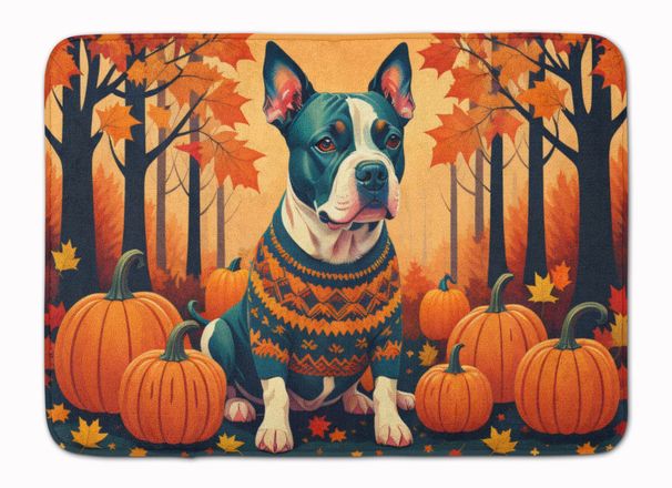 Pit Bull Terrier Fall Memory Foam Kitchen Mat Machine Washable Anti-Fatigue Mat Cushion Comfort Bath Mat Or Kitchen Rug_maomaolike.com