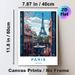 Paris Eiffel Tower Themed Painting Poster, Vibrant Stylized Parisian Balcony Scene With Cherry Blossoms Poster, Elegant Urban Decor Idea For Living_maomaolike.com