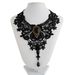 Fashion New Vintage Gem Black Lace Bead Steampunk Style Stonego Gothic Collar Necklace Pendant_maomaolike.com