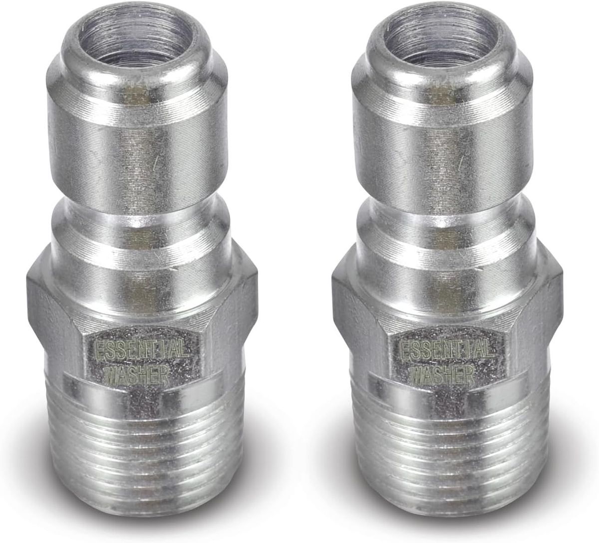 ESSENTIAL WASHER Plated Steel 3/8" Male Quick Connect Fittings Pressure Washer - Pressure Washer Plugs, 4200 PSI, 2 Pack_maomaolike.com