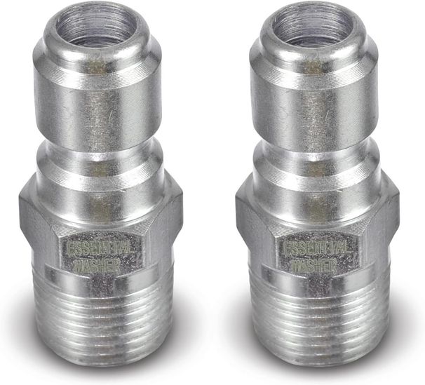 ESSENTIAL WASHER Plated Steel 3/8" Male Quick Connect Fittings Pressure Washer - Pressure Washer Plugs, 4200 PSI, 2 Pack_maomaolike.com