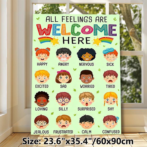 Feelings & Emotion Recognition Painting Poster, Vibrant Cartoon-style Feelings Display Poster, Assists In Identifying Various Emotions, Suitable For_maomaolike.com