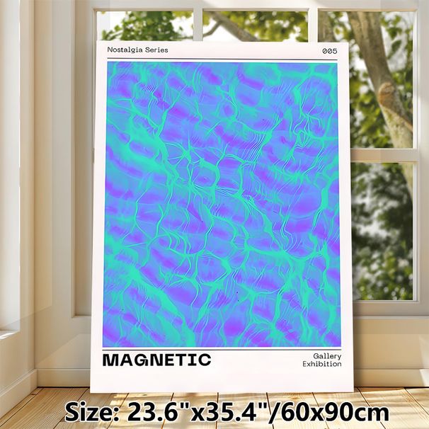 Magnetic Abstract Painting Poster, Vibrant Blue-Purple Swirly Fluid Art Poster, Eye-catching Artistic Decor Ideal For Living Room, Gallery Wall_maomaolike.com