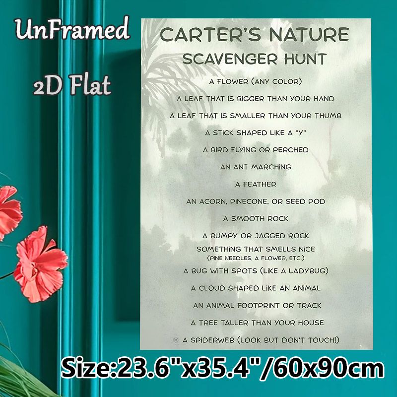 Nature Scavenger Hunt Painting Poster, Soft Watercolor-style Nature Checklist Poster, Practical Guide For Outdoor Exploration, Ideal For Backyard_maomaolike.com