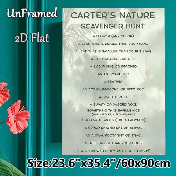 Nature Scavenger Hunt Painting Poster, Soft Watercolor-style Nature Checklist Poster, Practical Guide For Outdoor Exploration, Ideal For Backyard_maomaolike.com