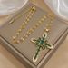 Religious Colorful Zircon Cross Necklace Jesus Prayer Gold Plated Copper Pendant Stainless Steel Chain Necklaces Jewelry_maomaolike.com