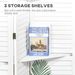 4 Panel 67" Tall Wood Privacy Screen Room Divider With 3 Shelves And Folding Storage For Bedroom, White_maomaolike.com