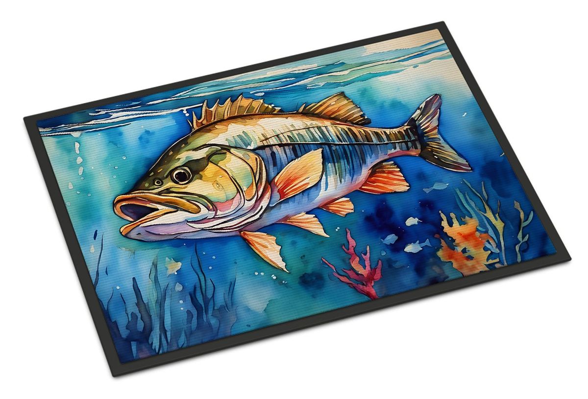 Striped Bass Doormat Front Door Mat Indoor Outdoor Rugs For Entryway, Non Slip Washable Low Pile, 24H X 36W_maomaolike.com