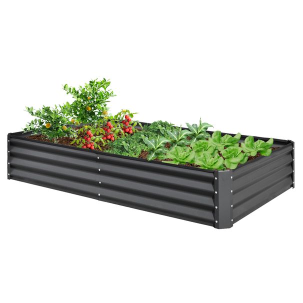 6x3x1ft Galvanized Raised Garden Bed, Outdoor Planter Garden Boxes Large Metal Planter Box For Gardening Vegetables Fruits Flowers,Gray_maomaolike.com