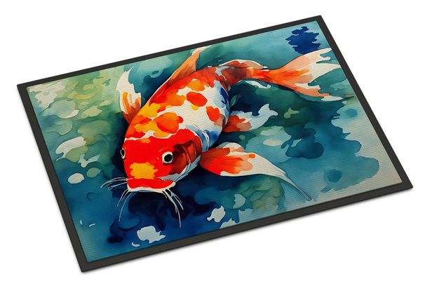 Koi Fish Doormat Front Door Mat Indoor Outdoor Rugs For Entryway, Non Slip Washable Low Pile, 24H X 36W_maomaolike.com
