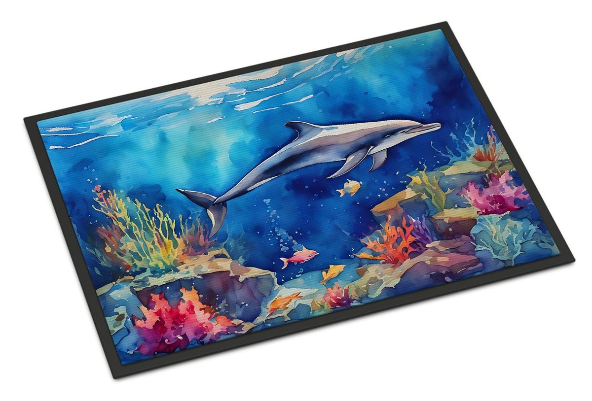 Dolphin Doormat Front Door Mat Indoor Outdoor Rugs For Entryway, Non Slip Washable Low Pile, 24H X 36W_maomaolike.com