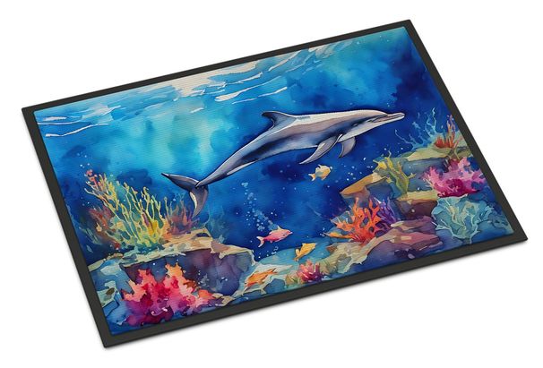 Dolphin Doormat Front Door Mat Indoor Outdoor Rugs For Entryway, Non Slip Washable Low Pile, 24H X 36W_maomaolike.com