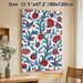Floral & Bird Themed Painting Poster, Vibrant Ornate Botanical Poster, Rich Red Flowers & Blue Birds Decorative Artwork Ideal For Living Room, Bedroom_maomaolike.com