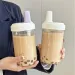 500/850ml Cute Pearl Milk Tea Straw Plastic Water Bottle With Cup Cover Bubble Coffee Cups Drop-proof Large Capacity_maomaolike.com
