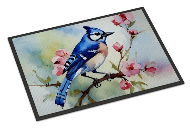 Blue Jay Doormat Front Door Mat Indoor Outdoor Rugs For Entryway, Non Slip Washable Low Pile, 24H X 36W_maomaolike.com