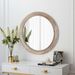 Rustic Round Wall Mirror, 23.62 Inches Wood Circle Mirror With Beads, Decorative Farmhouse Mirror For Living Room, Bedroom, Kitchen, Entryway (White)_maomaolike.com