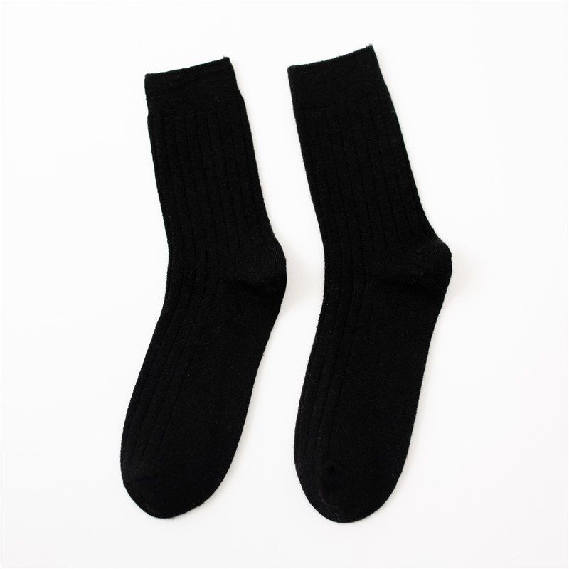 Thick Socks Men's Wool Socks Autumn and Winter Double Needle Vertical Strip Mid-length Socks Cotton Warm Business Loose Sleeping Socks for Men_maomaolike.com